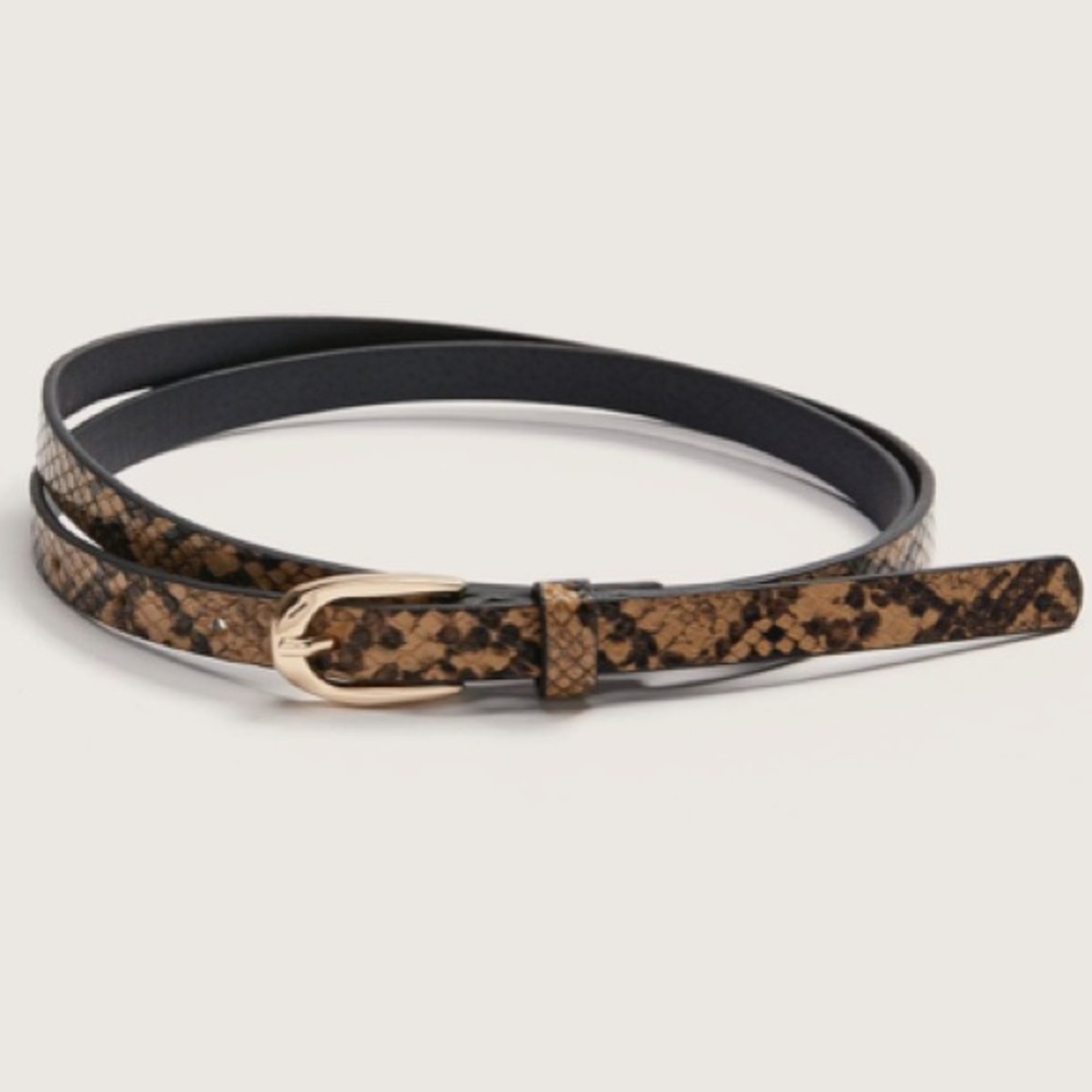 Gold Brown Black Embossed Faux Reptile Snake Skin Skinny Belt 3x XXXL 4X XXXXL